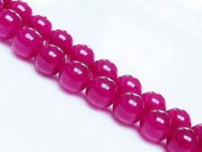 Image de 8x8 mm, perles rondes, pierres gemmes, jade, rose fuchsia, qualité A