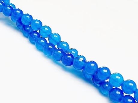 Image de 6x6 mm, perles rondes, pierres gemmes, jade, bleu ciel, qualité A