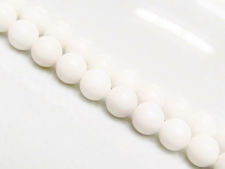 Picture of 8x8 mm, round, gemstone beads, Mashan jade, white, opaque