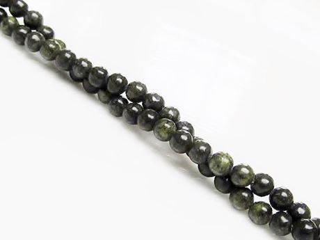 Picture of 4x4 mm, round, gemstone beads, African green jasper, natural