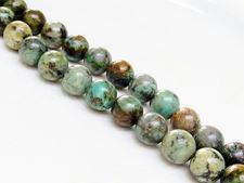 Picture of 10x10 mm, round, gemstone beads, African turquoise, natural