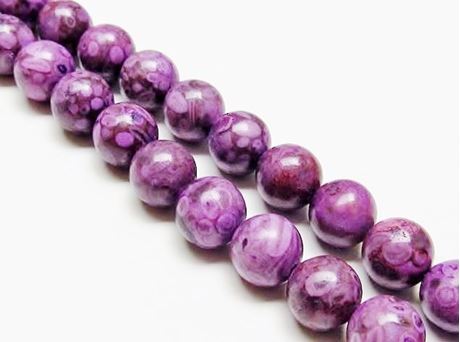 Image de 10x10 mm, perles rondes, pierres gemmes, jaspe océanique, violet