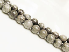 Picture of 10x10 mm, round, gemstone beads, Picasso jasper, grey, natural