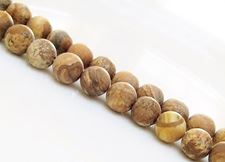 Picture of 10x10 mm, round, gemstone beads, Picture jasper, natural, frosted