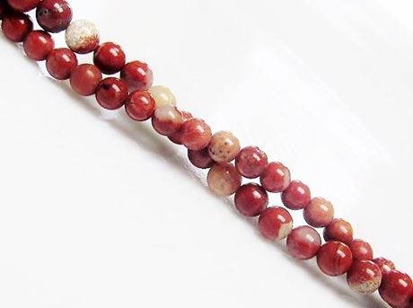 Picture of 4x4 mm, round, gemstone beads, new poppy jasper, natural