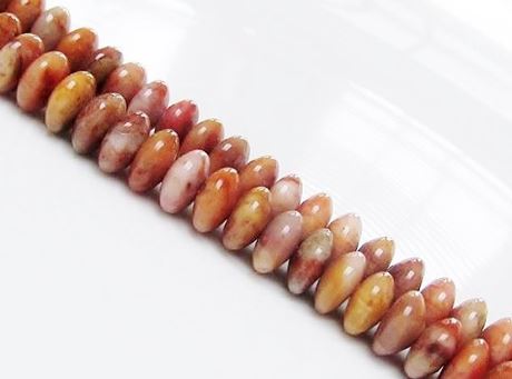 Image de 4x8 mm, perles rondelles convexes, pierres gemmes, jaspe orangé, naturel