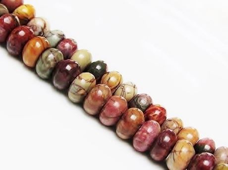 Picture of 5x10 mm, rondelle, gemstone beads, Red Creek jasper, natural