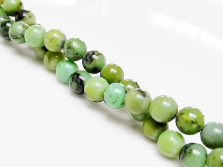 Picture of 6x6 mm, round, gemstone beads, Chinese Chrysoprase, natural