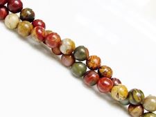 Picture of 6x6 mm, round, gemstone beads, Red Creek jasper, natural