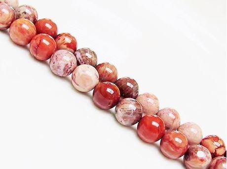 Image de 8x8 mm, perles rondes, pierres gemmes, jaspe impérial, rouge, naturel