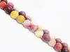 Picture of 8x8 mm, round, gemstone beads, Mookaite Windalia Radiolarite, natural, frosted