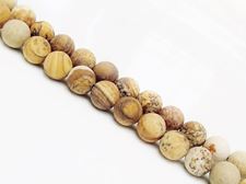 Picture of 8x8 mm, round, gemstone beads, Picture jasper, natural, frosted