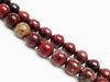 Picture of 8x8 mm, round, gemstone beads, poppy jasper, natural