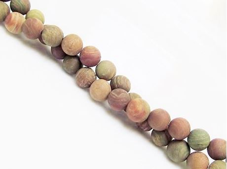 Picture of 6x6 mm, round, gemstone beads, riband jasper, natural, frosted