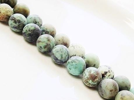 Picture of 8x8 mm, round, gemstone beads, African turquoise, natural, frosted