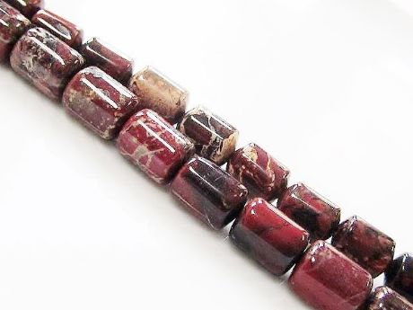 Picture of 8x6 mm, drum-shaped, gemstone beads, poppy jasper, natural, A-grade