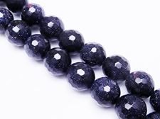 Picture of 10x10 mm, round, gemstone beads, goldstone, midnight blue, faceted