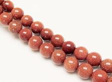 Picture of 10x10 mm, round, gemstone beads, goldstone, red