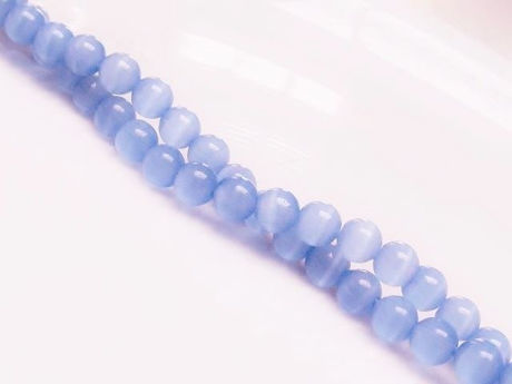 Picture of 6x6 mm, round, gemstone beads, cat's eye, tropical indigo blue, one strand
