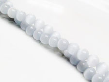 Image de 6x6 mm, perles rondes, pierres gemmes, oeil-de-chat, gris pâle, un brin