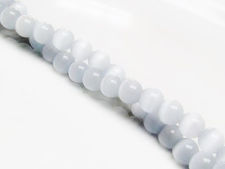 Picture of 6x6 mm, round, gemstone beads, cat's eye, light grey, one strand