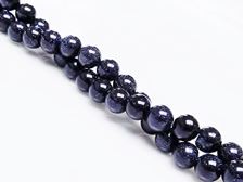 Picture of 6x6 mm, round, gemstone beads, goldstone, midnight blue