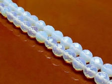 Picture of 8x8 mm, round, gemstone beads, opalite or opal quartz, faceted