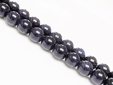 Picture of 8x8 mm, round, gemstone beads, goldstone, midnight blue