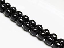 Picture of 10x10 mm, round, gemstone beads, tourmaline, black, natural