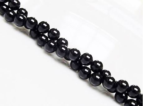 Picture of 6x6 mm, round, gemstone beads, tourmaline, black, natural