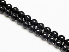 Picture of 8x8 mm, round, gemstone beads, tourmaline, black, natural, B-grade