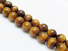 Picture of 10x10 mm, round, gemstone beads, tiger eye, golden-brown, natural, A-grade