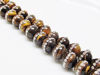 Image de 10x10 mm, perles rondes, pierres gemmes, oeil-de-tigre pavé d'une rangée de cristaux, naturel, 3 perles