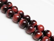 Picture of 10x10 mm, round, gemstone beads, tiger eye, red, A-grade