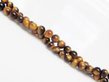 Picture of 4x4 mm, round, gemstone beads, tiger eye, golden-brown, natural, A-grade