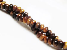Image de 4x6 mm, perles rondelles, pierres gemmes, oeil-de-tigre, brun doré, naturel, qualité A