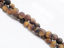 Picture of 6x6 mm, round, gemstone beads, tiger eye, golden-brown, natural, frosted