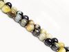 Picture of 8x8 mm, round, gemstone beads, tiger eye, blue grey and butter yellow