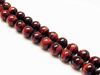 Image de 8x8 mm, perles rondes, pierres gemmes, oeil-de-tigre, rouge, qualité A