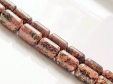 Image de 9x6 mm, perles en tambour, pierres gemmes, jaspe peau de léopard ou rhyolite mexicaine, rouge, naturel
