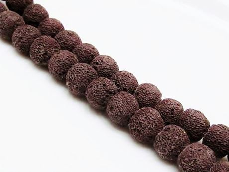 Picture of 10x10 mm, round, gemstone beads, lava rock, dyed deep brown