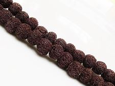 Picture of 8x8 mm, round, gemstone beads, lava rock, dyed deep brown