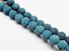 Picture of 10x10 mm, round, gemstone beads, lava rock, dyed green-blue