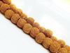 Picture of 8x8 mm, round, gemstone beads, lava rock, dyed ocher yellow