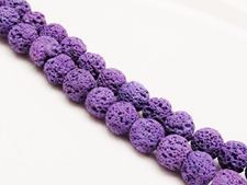 Picture of 10x10 mm, round, gemstone beads, lava rock, dyed royal purple