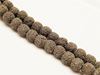 Picture of 10x10 mm, round, gemstone beads, lava rock, dyed warm black grey