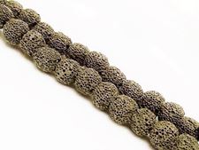 Picture of 8x8 mm, round, gemstone beads, lava rock, dyed warm black grey