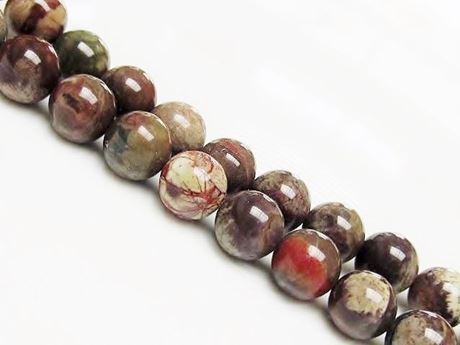 Picture of 10x10 mm, round, gemstone beads, rainforest jasper, rhyolite, natural