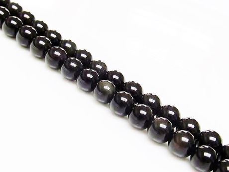 Picture of 6x6 mm, round, gemstone beads, obsidian, rainbow, natural