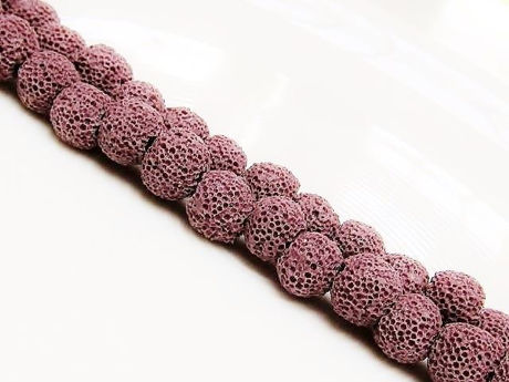 Picture of 8x8 mm, round, gemstone beads, lava rock, dyed muted pink